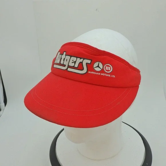 Rutgers Markam Motors Red Visor Hat Adjustable Strap Mens Vintage - Picture 3 of 12